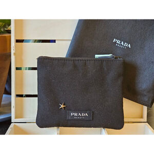 Prada Mint Green & Black Duo Cosmetic Pouches with Stars